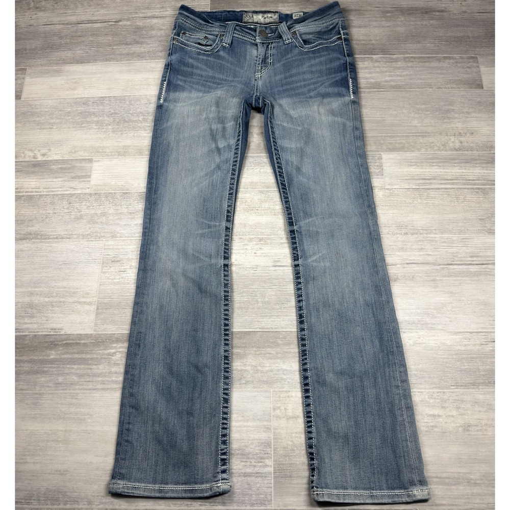 BKE Payton Jeans Women 27R Light Wash Bootcut Denim Stretch Thick Stitch Pockets